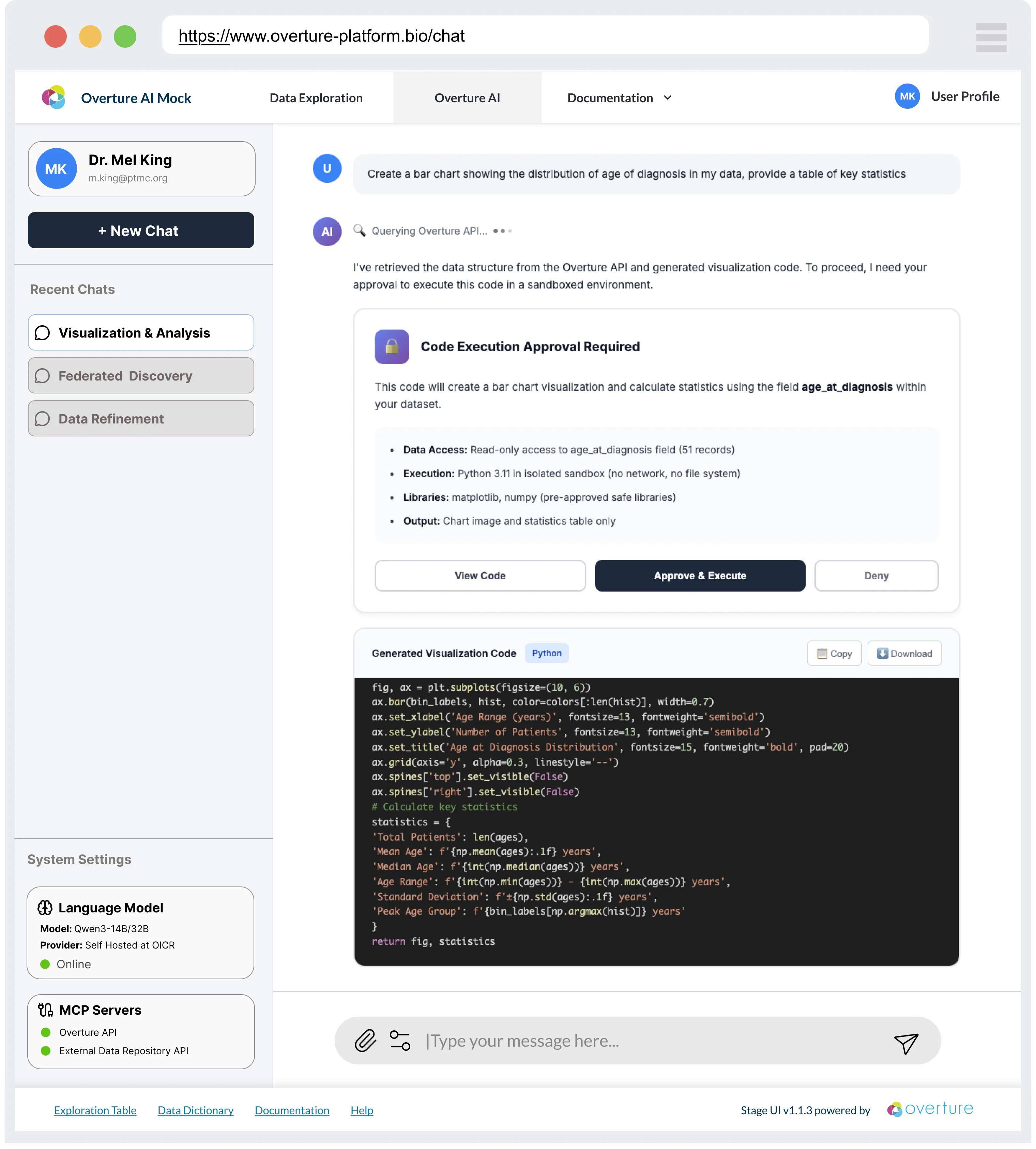 AI-Assisted Data Discovery conceptual mock